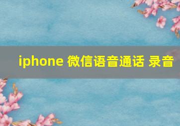 iphone 微信语音通话 录音